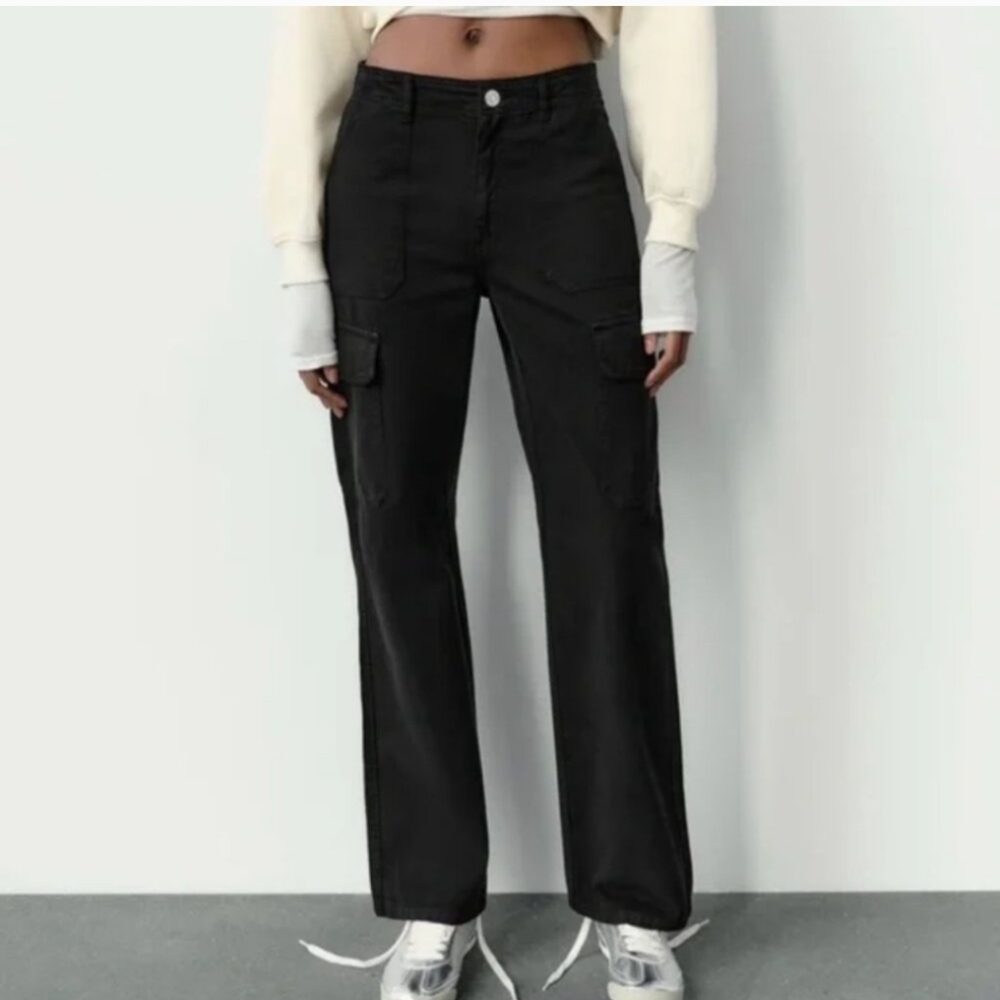 Zara Straight Cargo Pants Black Women's Size 4 Pants